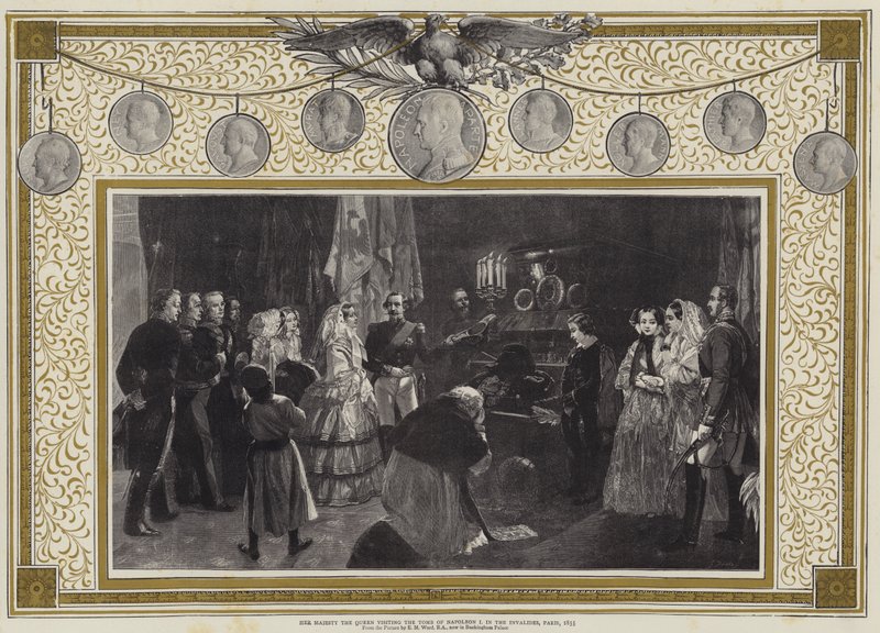 Hennes Majestet Dronningen besøker graven til Napoleon I i Invalides, Paris av Edgar Melville (after) Ward