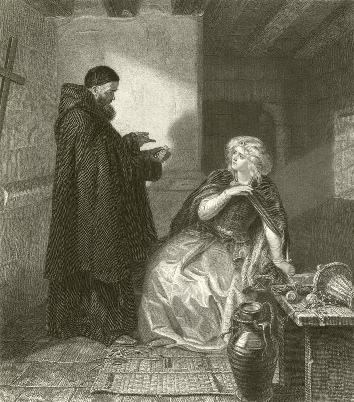 Juliet i cellen til Friar Lawrence (gravering) av Edgar Melville Ward