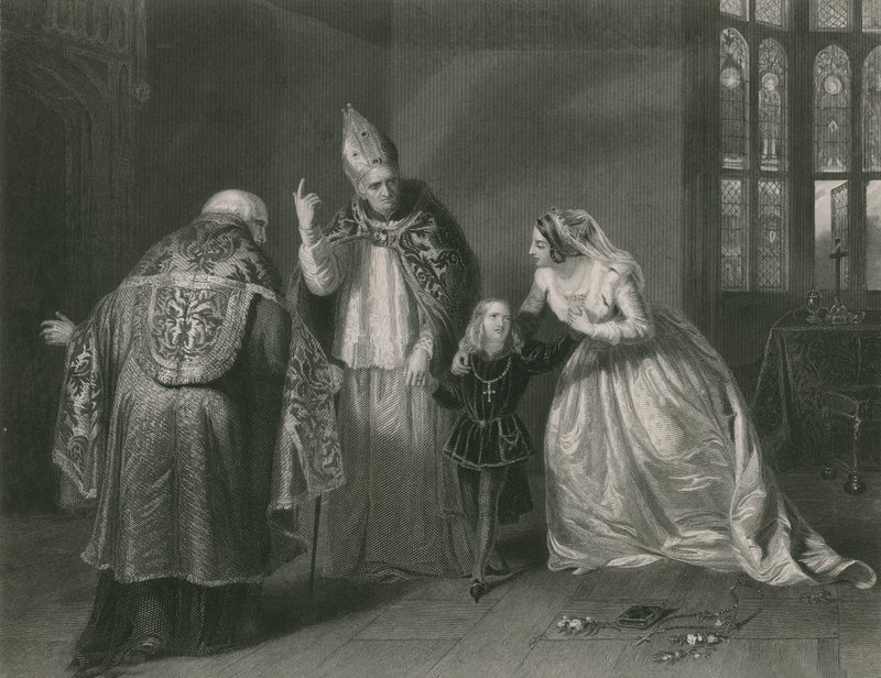 Dronning Elizabeth og hertugen av York, kong Richard III av Edgar Melville Ward