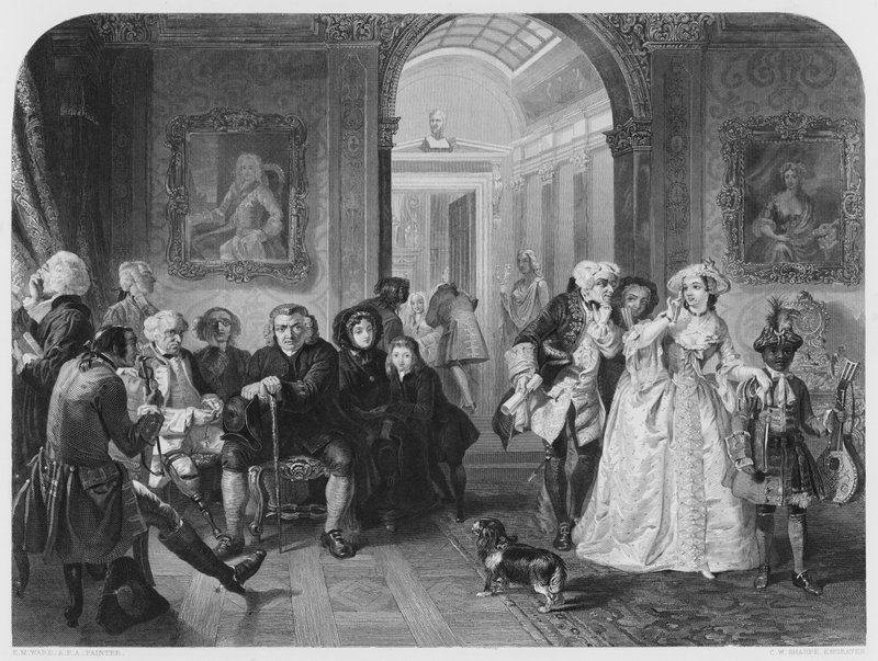 Dr. Johnson i Ante-Room of Lord Chesterfield, fra bildet i Vernon Gallery av Edgar Melville after Ward