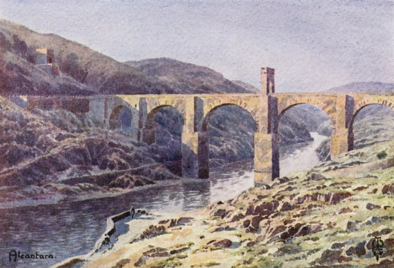 Nord-Spania: Alcantara (farge litho) av Edgar T. A. Wigram