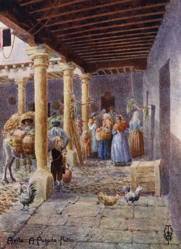Nord-Spania: Avila, A Posada Patio (farge litho) av Edgar T. A. Wigram