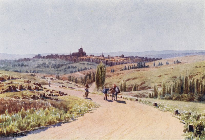 Nord-Spania: Avila, fra nordvest (farge litho) av Edgar T. A. Wigram