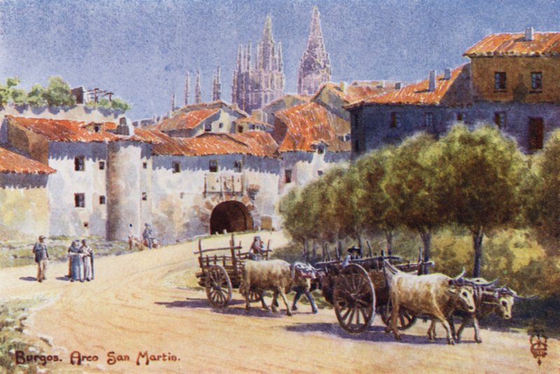 Nord-Spania: Burgos, Arco San Martin (farge litho) av Edgar T. A. Wigram