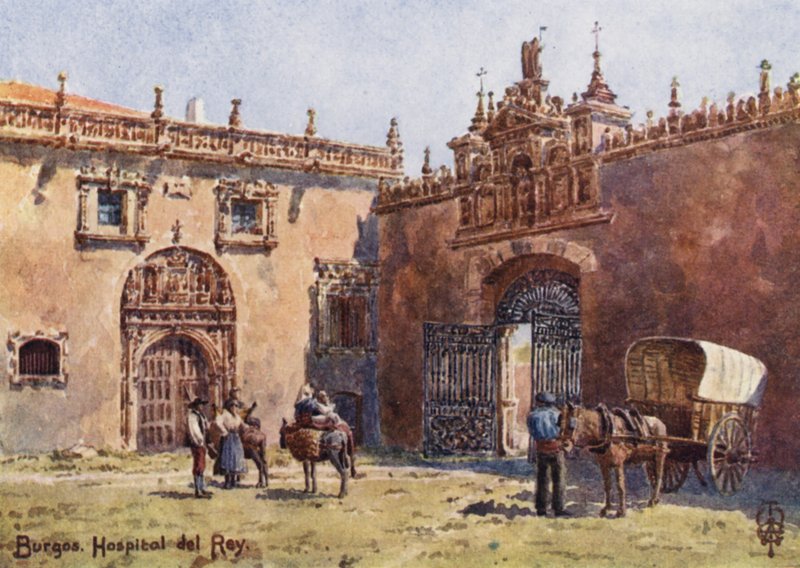 Nord-Spania: Burgos, Hospital del Rey (farge litho) av Edgar T. A. Wigram