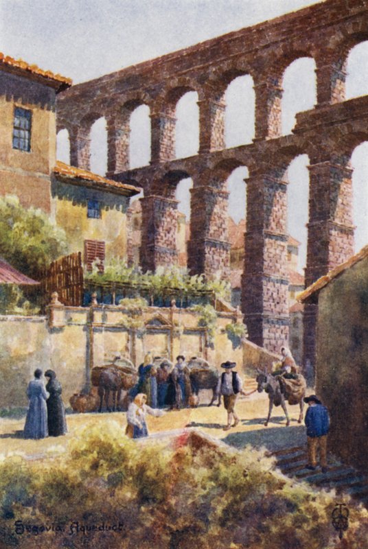 Nord-Spania: Segovia, Akvedukten (farge litho) av Edgar T. A. Wigram
