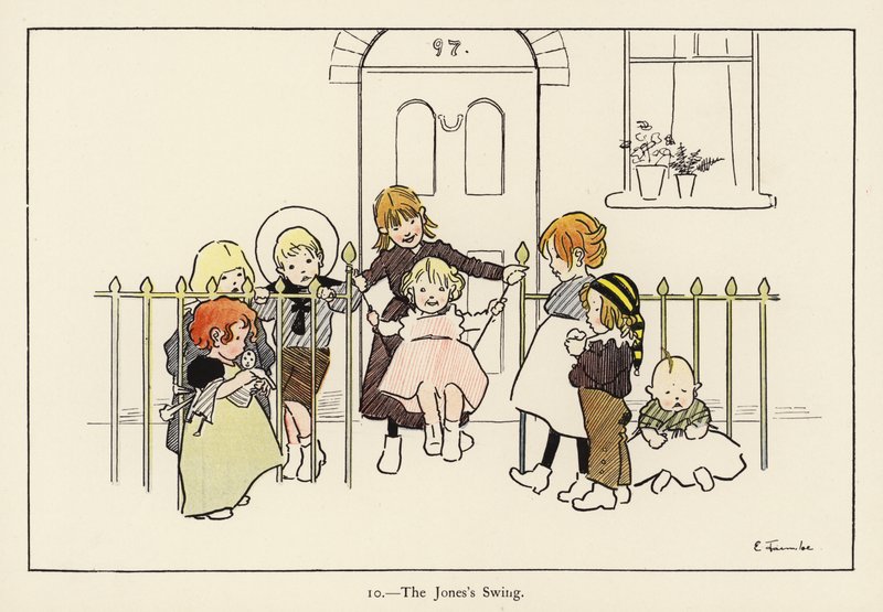 The Jones's Swing (litho i farge) av Edith Farmiloe
