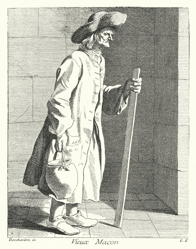 Gammel murer (gravering) av Edmé (after) Bouchardon