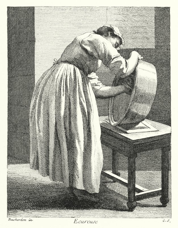 Scullery Maid (gravering) av Edmé (after) Bouchardon