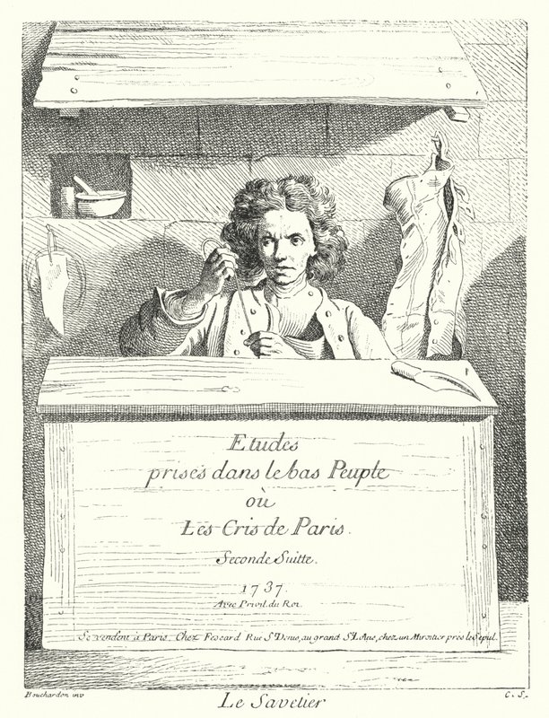 Skomakeren (gravering) av Edmé (after) Bouchardon