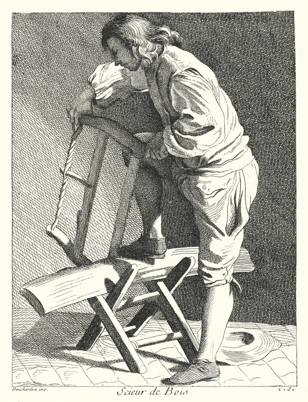Wood Sawyer (gravering) av Edmé (after) Bouchardon