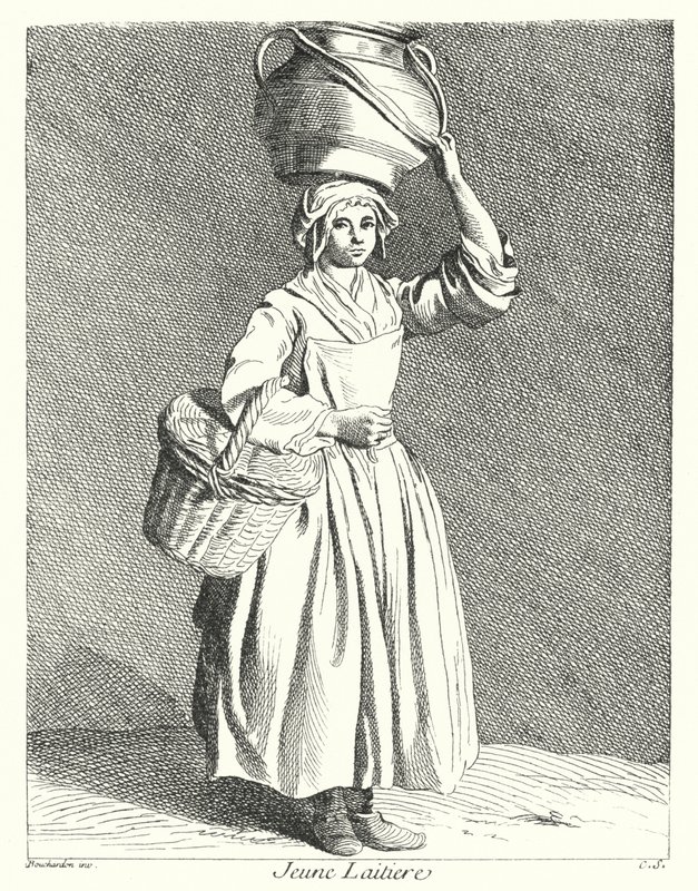 Young Milkmaid (gravering) av Edmé (after) Bouchardon