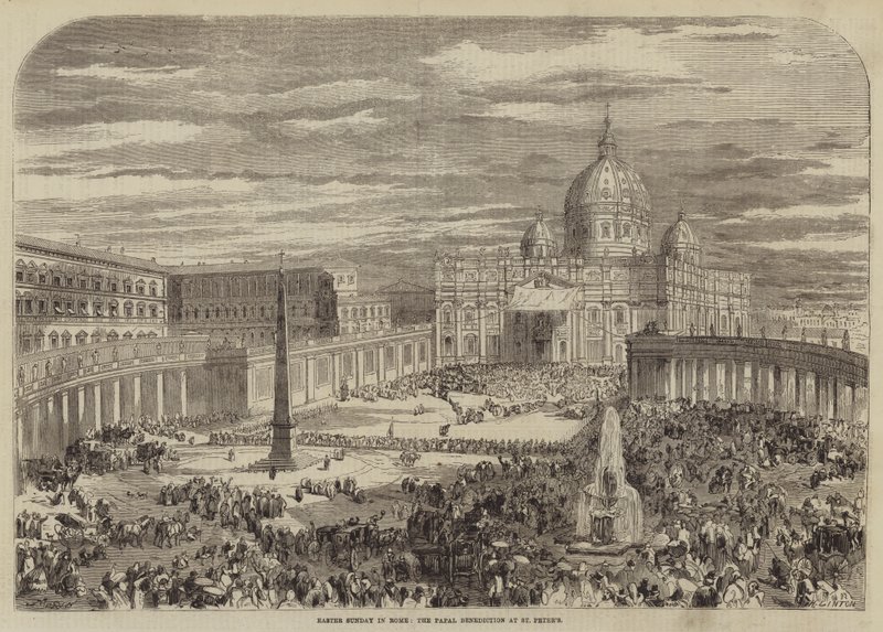 Påskedag i Roma, den pavelige velsignelse ved St. Peters av Edmond Morin