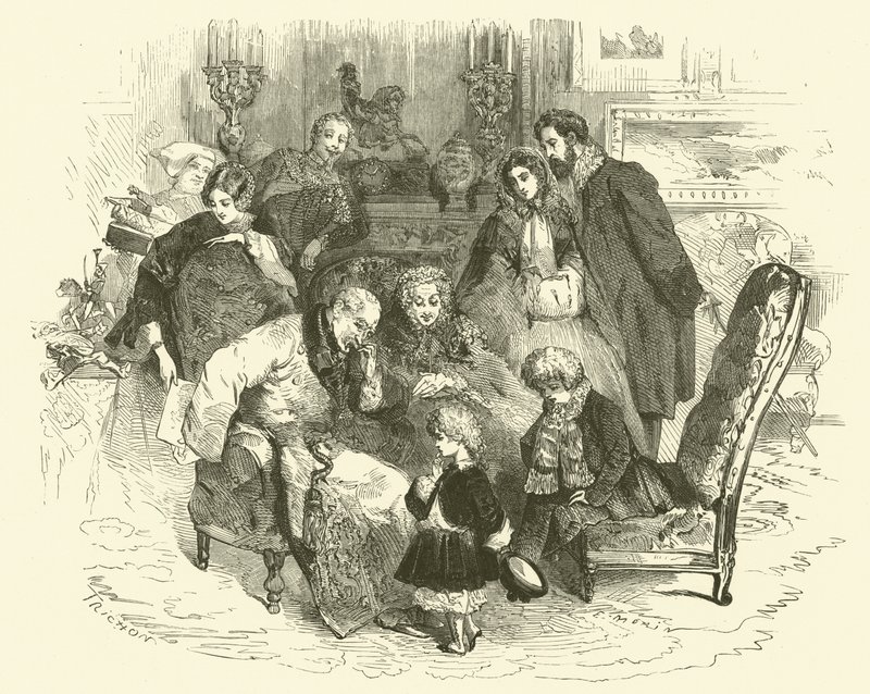 Scener av parisisk liv: foreldrenes nyttårsdag (gravering) av Edmond (after) Morin