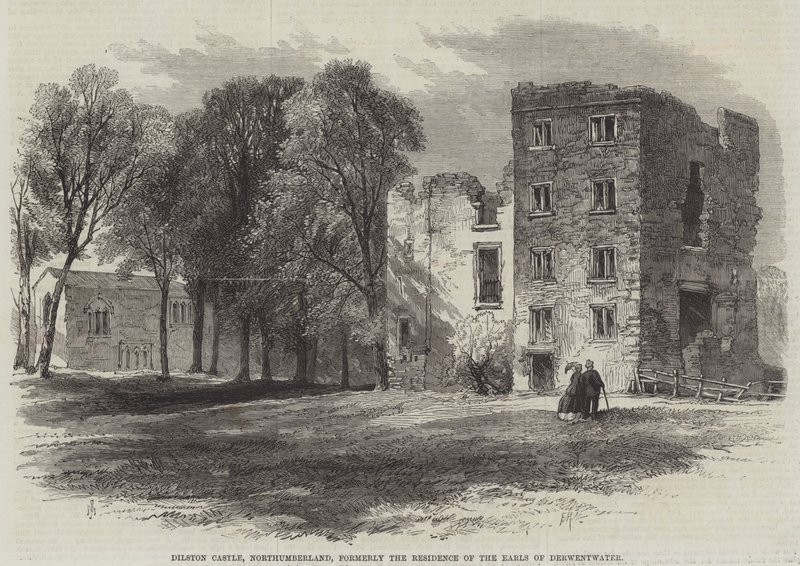 Dilston Castle, Northumberland, tidligere residensen til Earls of Derwentwater av Edmund Morison Wimperis