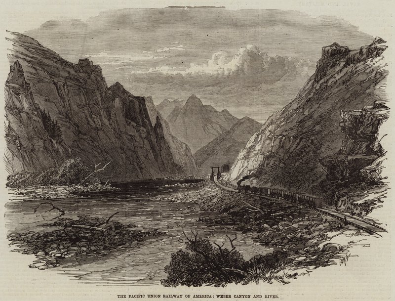 Pacific Union Railway of America, Weber Canyon og River av Edmund Morison Wimperis