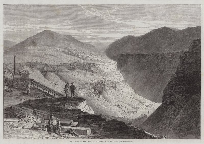 Suez Canal Works, utgravninger ved El-Girsh av Edmund Morison Wimperis