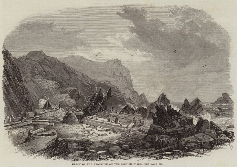 Vraket av Avonmore på Cornish Coast av Edmund Morison Wimperis