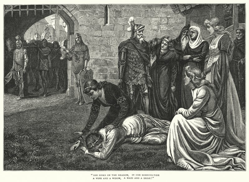 The Bridal Of Malahide (gravering) av Edmund Blair (after) Leighton