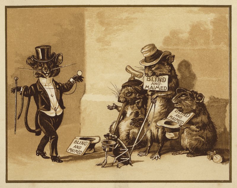 Illustrasjon for tre blinde mus (farge litho) av Edmund G. Caldwell
