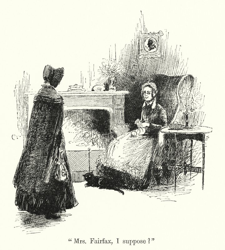 Illustrasjon for Jane Eyre av Charlotte Bronte (litho) av Edmund Henry Garrett
