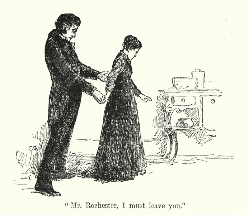 Illustrasjon for Jane Eyre av Charlotte Bronte (litho) av Edmund Henry Garrett