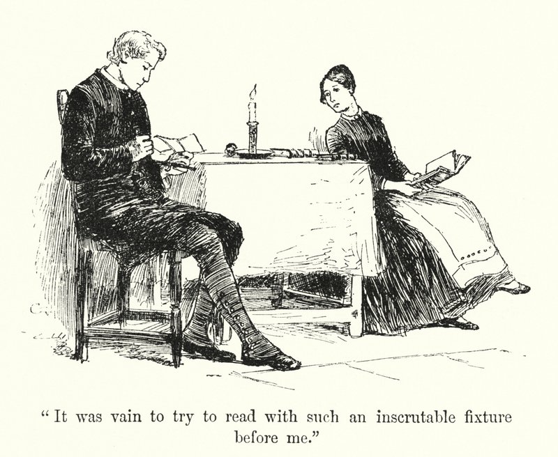 Illustrasjon for Jane Eyre av Charlotte Bronte (litho) av Edmund Henry Garrett