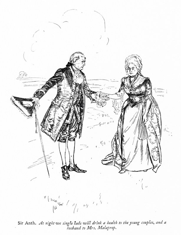 Illustrasjon for Sheridans The Rivals (gravering) av Edmund Joseph (after) Sullivan