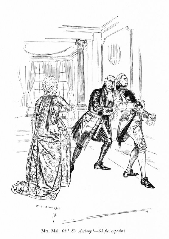 Illustrasjon for Sheridans The Rivals (gravering) av Edmund Joseph (after) Sullivan