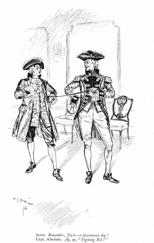 Illustrasjon for Sheridans The Rivals (gravering) av Edmund Joseph (after) Sullivan