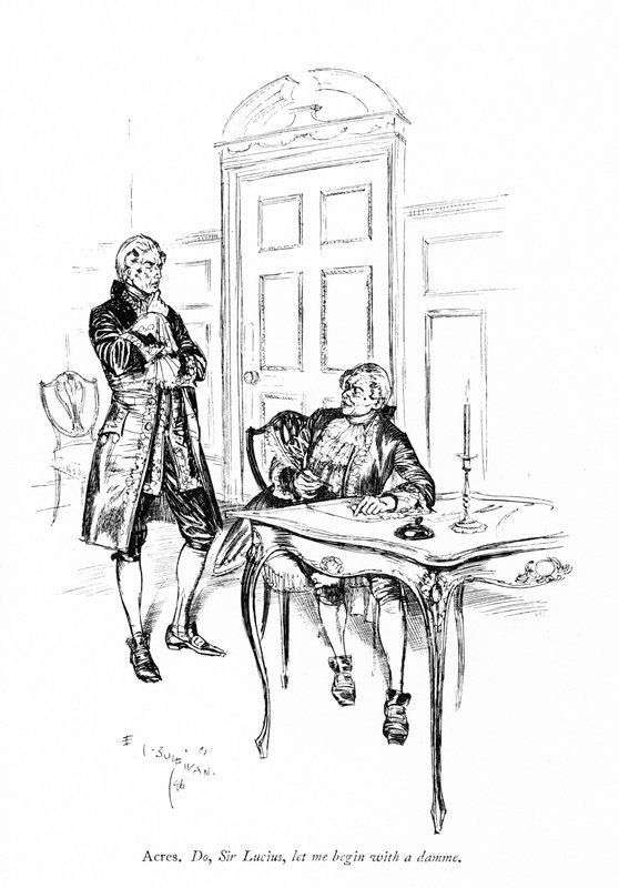 Illustrasjon for Sheridans The Rivals (gravering) av Edmund Joseph (after) Sullivan