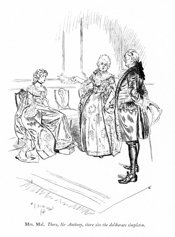 Illustrasjon for Sheridans The Rivals (gravering) av Edmund Joseph (after) Sullivan