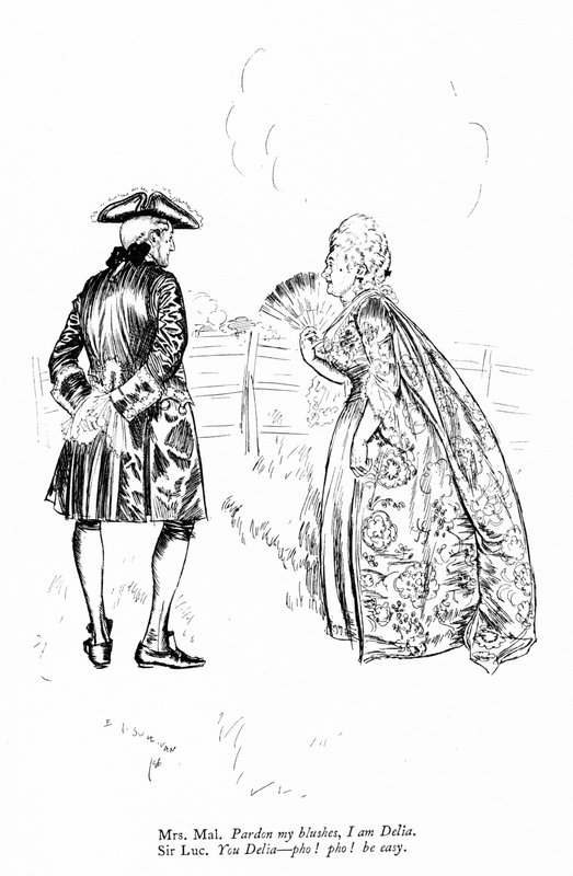 Illustrasjon for Sheridans The Rivals (gravering) av Edmund Joseph (after) Sullivan