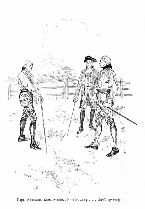 Illustrasjon for Sheridans The Rivals (gravering) av Edmund Joseph (after) Sullivan