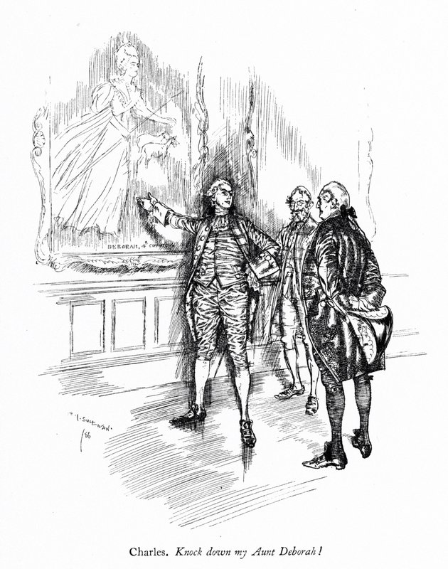 Illustrasjon for Sheridans The School for Scandal (gravering) av Edmund Joseph (after) Sullivan