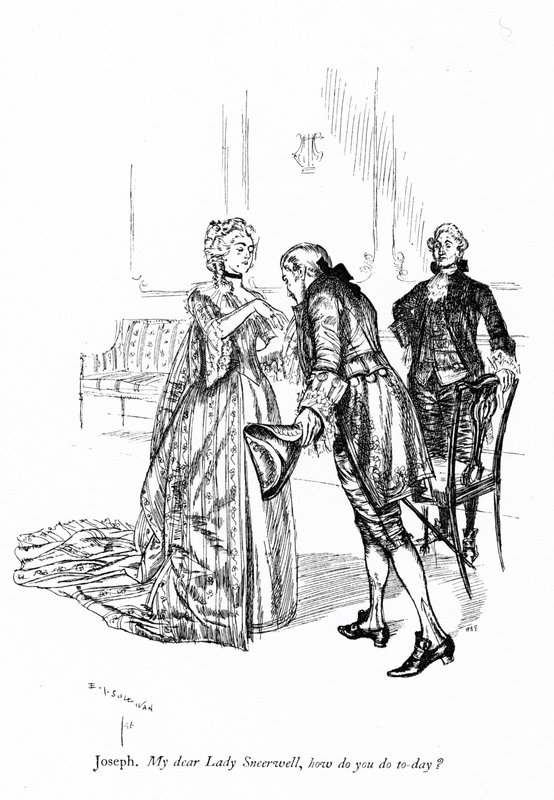 Illustrasjon for Sheridans The School for Scandal (gravering) av Edmund Joseph (after) Sullivan
