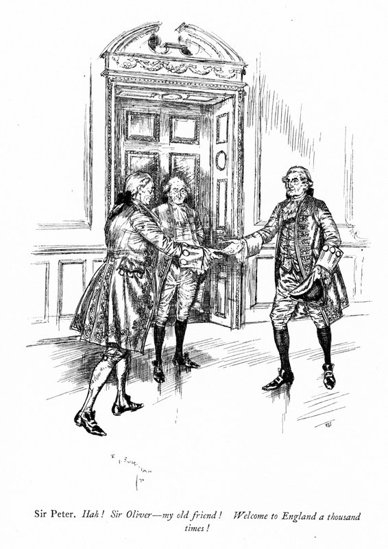 Illustrasjon for Sheridans The School for Scandal (gravering) av Edmund Joseph (after) Sullivan
