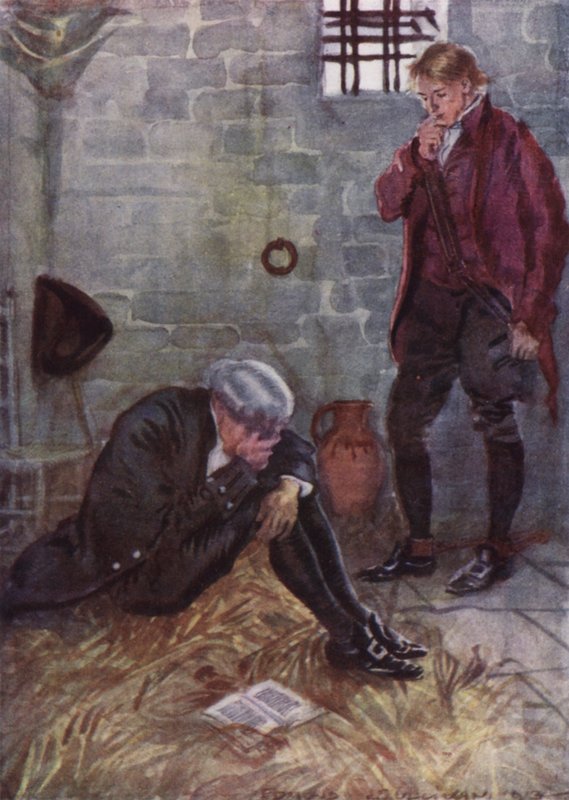 Illustrasjon for The Vicar of Wakefield av Oliver Goldsmith (farge litho) av Edmund Joseph Sullivan