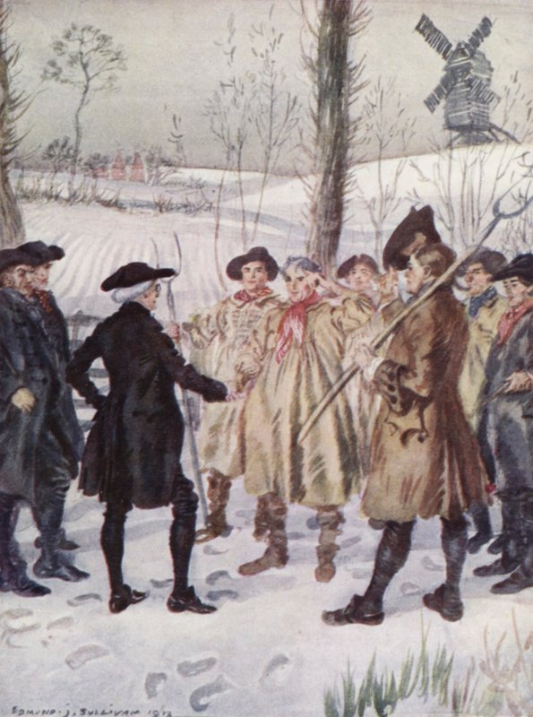 Illustrasjon for The Vicar of Wakefield av Oliver Goldsmith (farge litho) av Edmund Joseph Sullivan