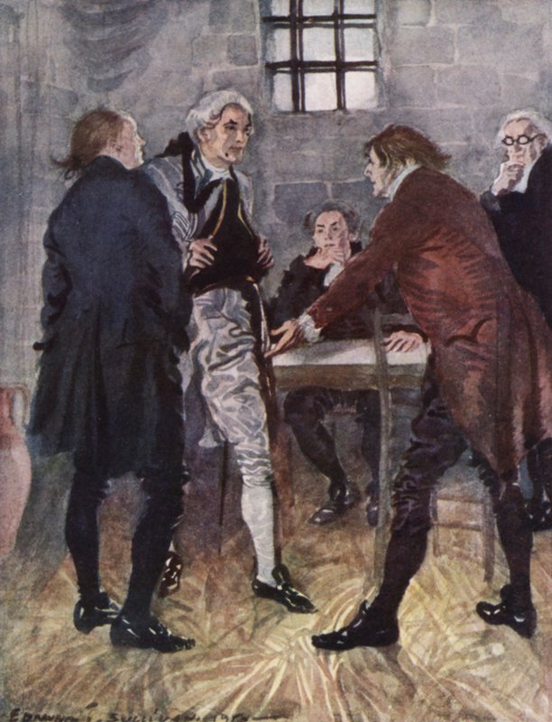 Illustrasjon for The Vicar of Wakefield av Oliver Goldsmith (farge litho) av Edmund Joseph Sullivan
