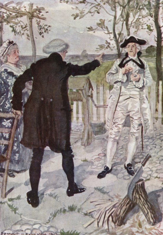 Illustrasjon for The Vicar of Wakefield av Oliver Goldsmith (farge litho) av Edmund Joseph Sullivan