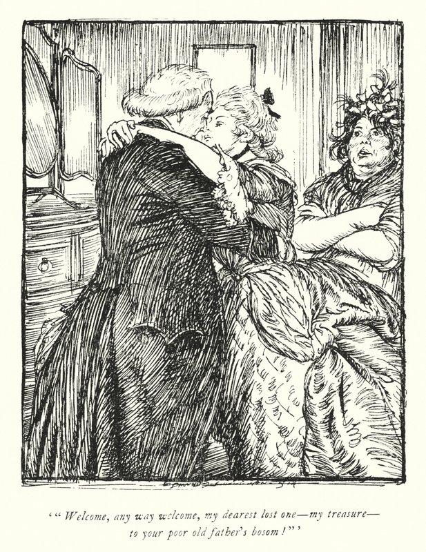 Illustrasjon for The Vicar of Wakefield av Oliver Goldsmith (litho) av Edmund Joseph Sullivan