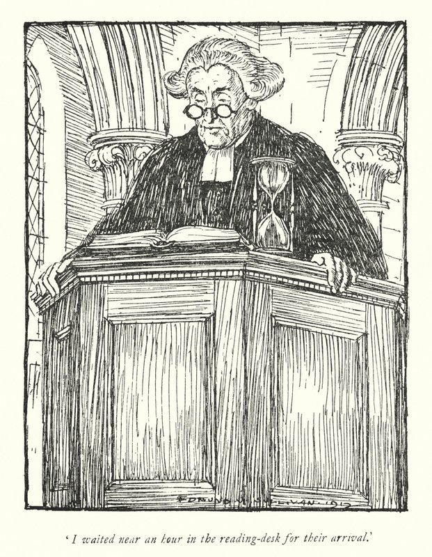 Illustrasjon for The Vicar of Wakefield av Oliver Goldsmith (litho) av Edmund Joseph Sullivan