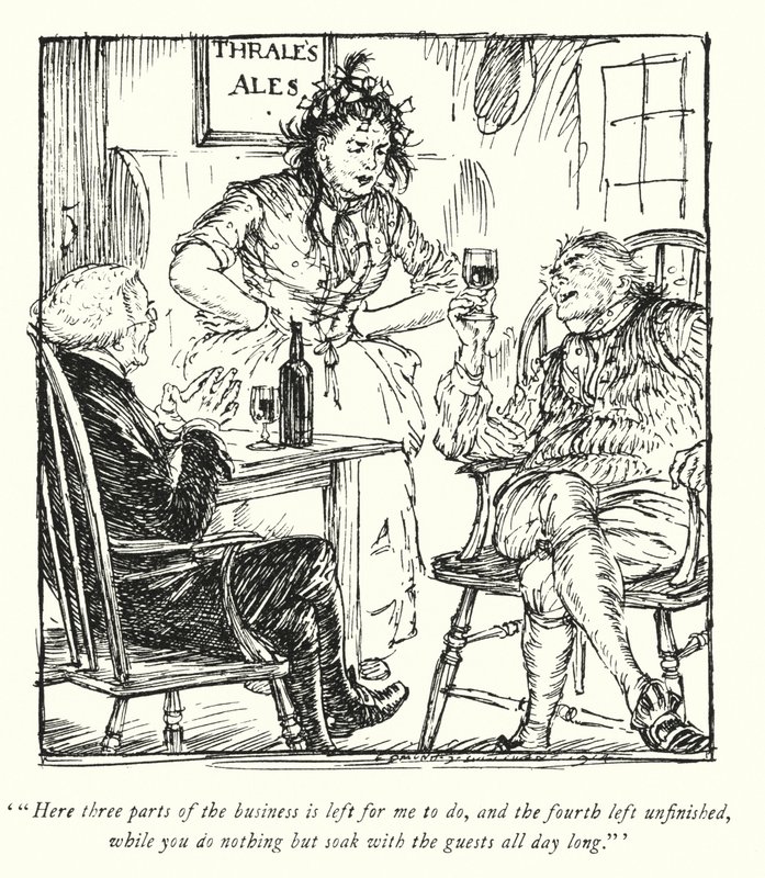Illustrasjon for The Vicar of Wakefield av Oliver Goldsmith (litho) av Edmund Joseph Sullivan
