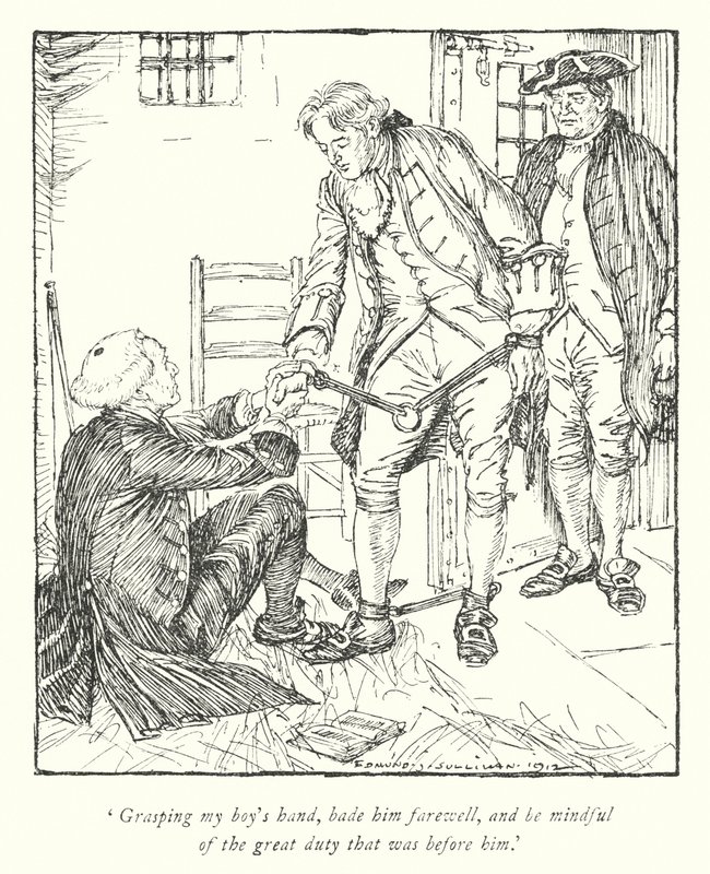 Illustrasjon for The Vicar of Wakefield av Oliver Goldsmith (litho) av Edmund Joseph Sullivan