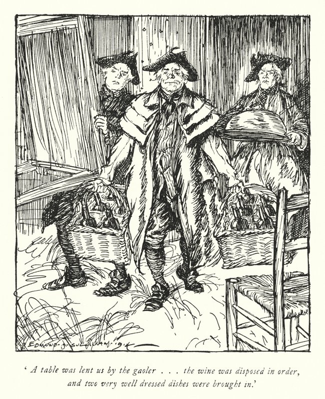 Illustrasjon for The Vicar of Wakefield av Oliver Goldsmith (litho) av Edmund Joseph Sullivan