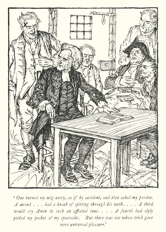 Illustrasjon for The Vicar of Wakefield av Oliver Goldsmith (litho) av Edmund Joseph Sullivan