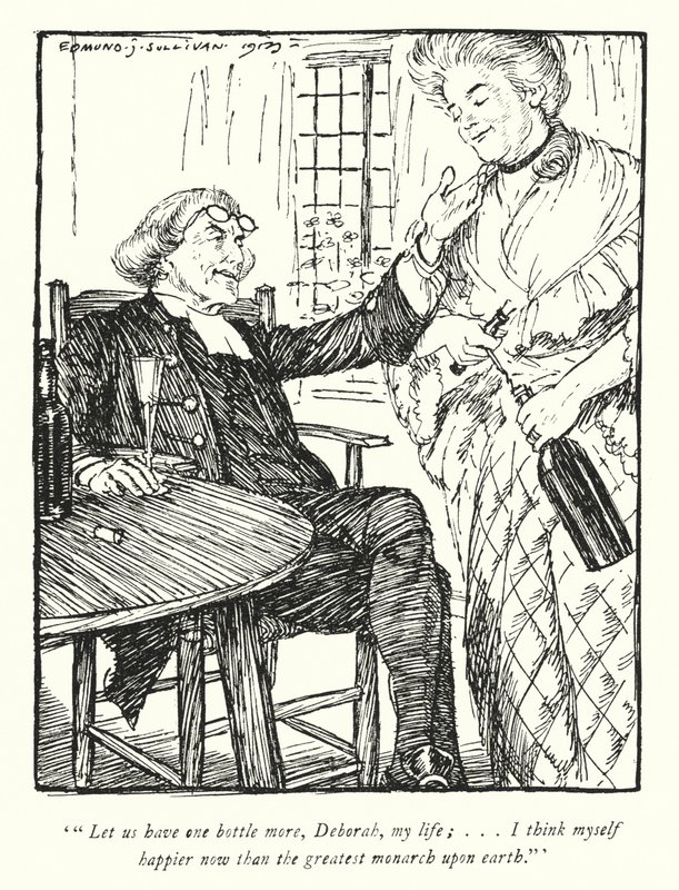 Illustrasjon for The Vicar of Wakefield av Oliver Goldsmith (litho) av Edmund Joseph Sullivan