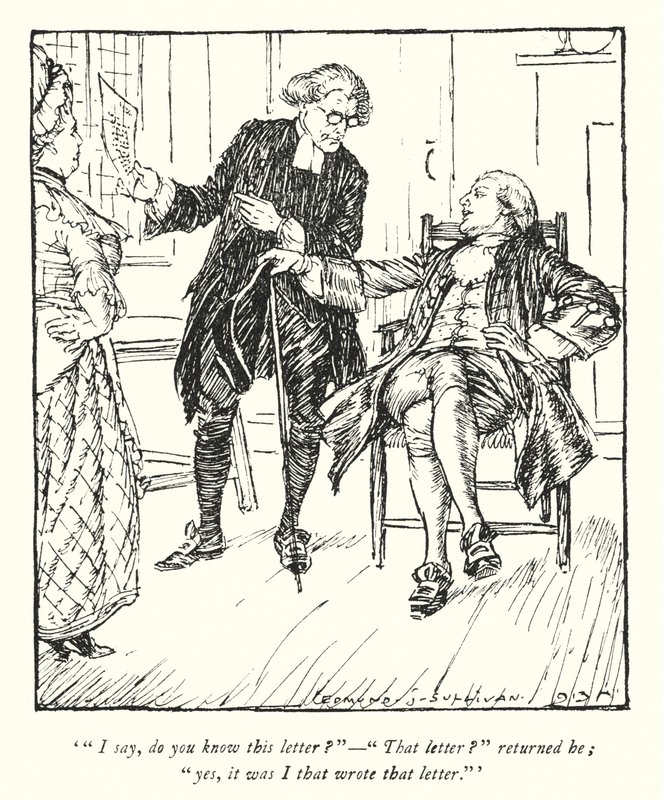Illustrasjon for The Vicar of Wakefield av Oliver Goldsmith (litho) av Edmund Joseph Sullivan