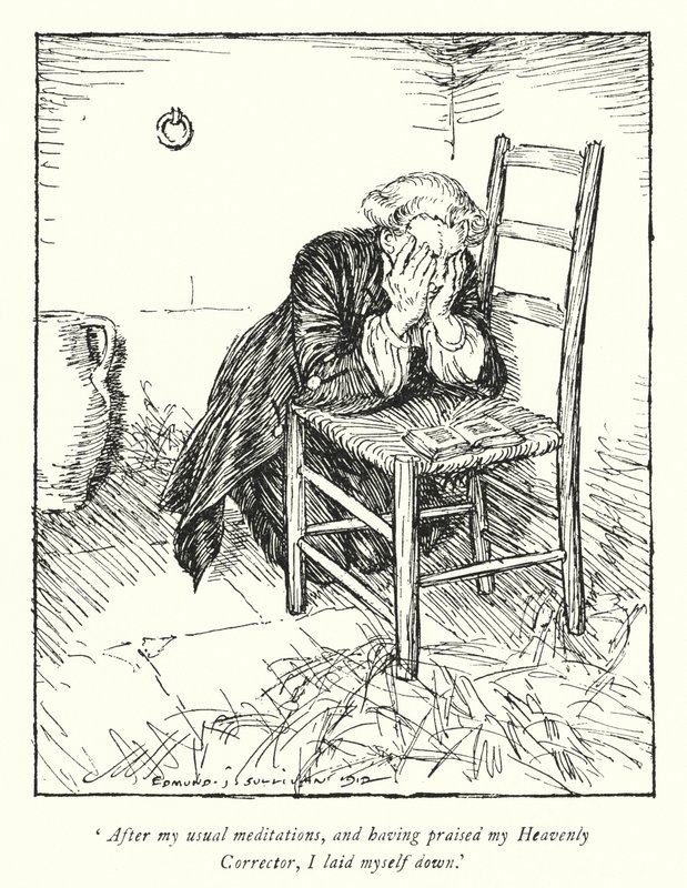 Illustrasjon for The Vicar of Wakefield av Oliver Goldsmith (litho) av Edmund Joseph Sullivan